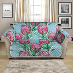 Pink Protea Pattern Print Loveseat Protector