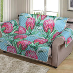 Pink Protea Pattern Print Loveseat Protector