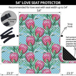 Pink Protea Pattern Print Loveseat Protector