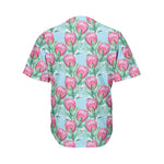 Pink Protea Pattern Print Men's Baseball Jersey