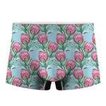 Pink Protea Pattern Print Men's Boxer Briefs