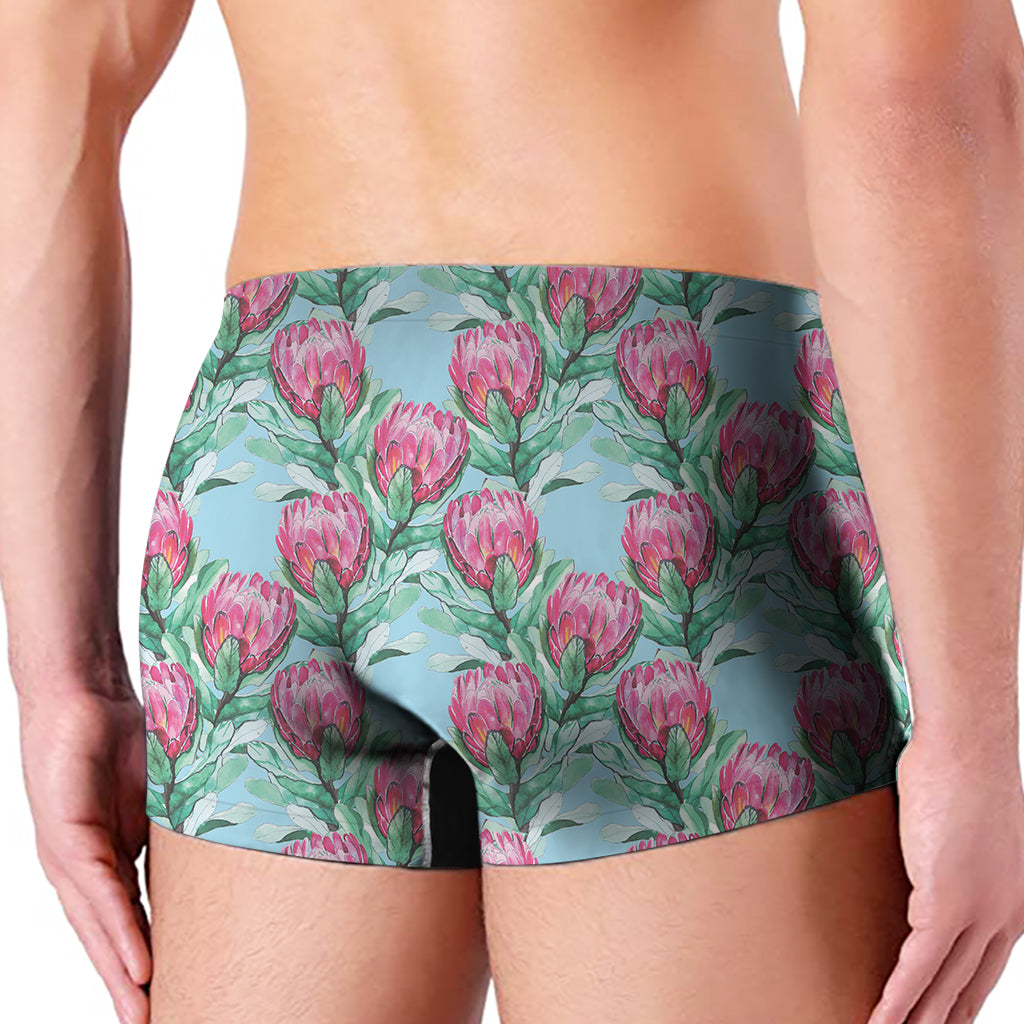 Pink Protea Pattern Print Men's Boxer Briefs