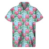 Pink Protea Pattern Print Men's Short Sleeve Shirt