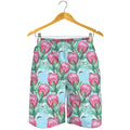 Pink Protea Pattern Print Men's Shorts