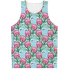 Pink Protea Pattern Print Men's Tank Top