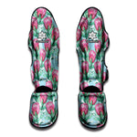 Pink Protea Pattern Print Muay Thai Shin Guard