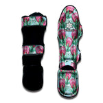 Pink Protea Pattern Print Muay Thai Shin Guard