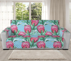 Pink Protea Pattern Print Oversized Sofa Protector