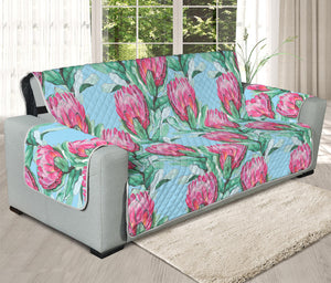 Pink Protea Pattern Print Oversized Sofa Protector