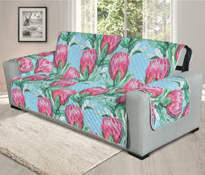 Pink Protea Pattern Print Oversized Sofa Protector