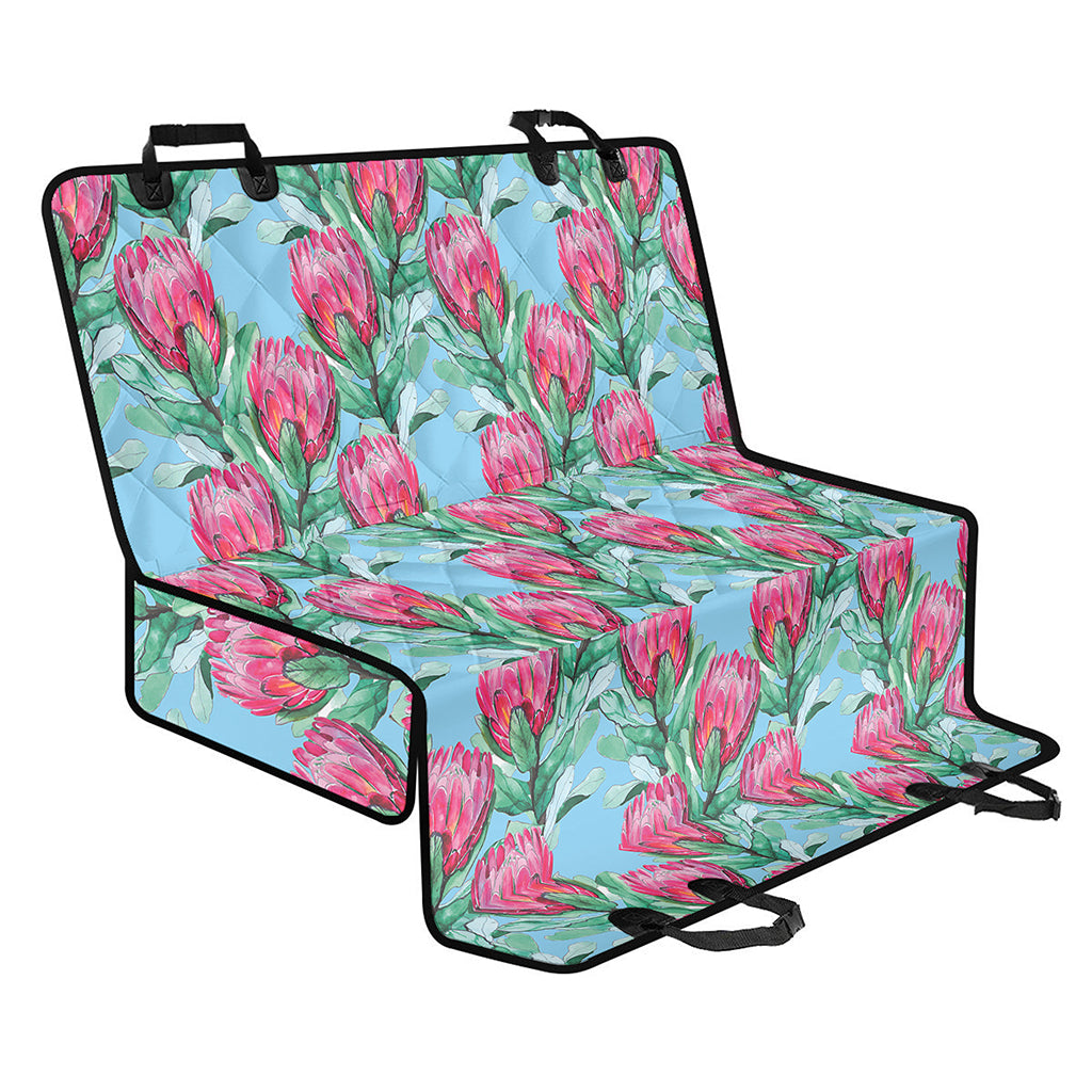 Pink Protea Pattern Print Pet Car Back Seat Cover