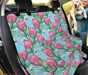 Pink Protea Pattern Print Pet Car Back Seat Cover