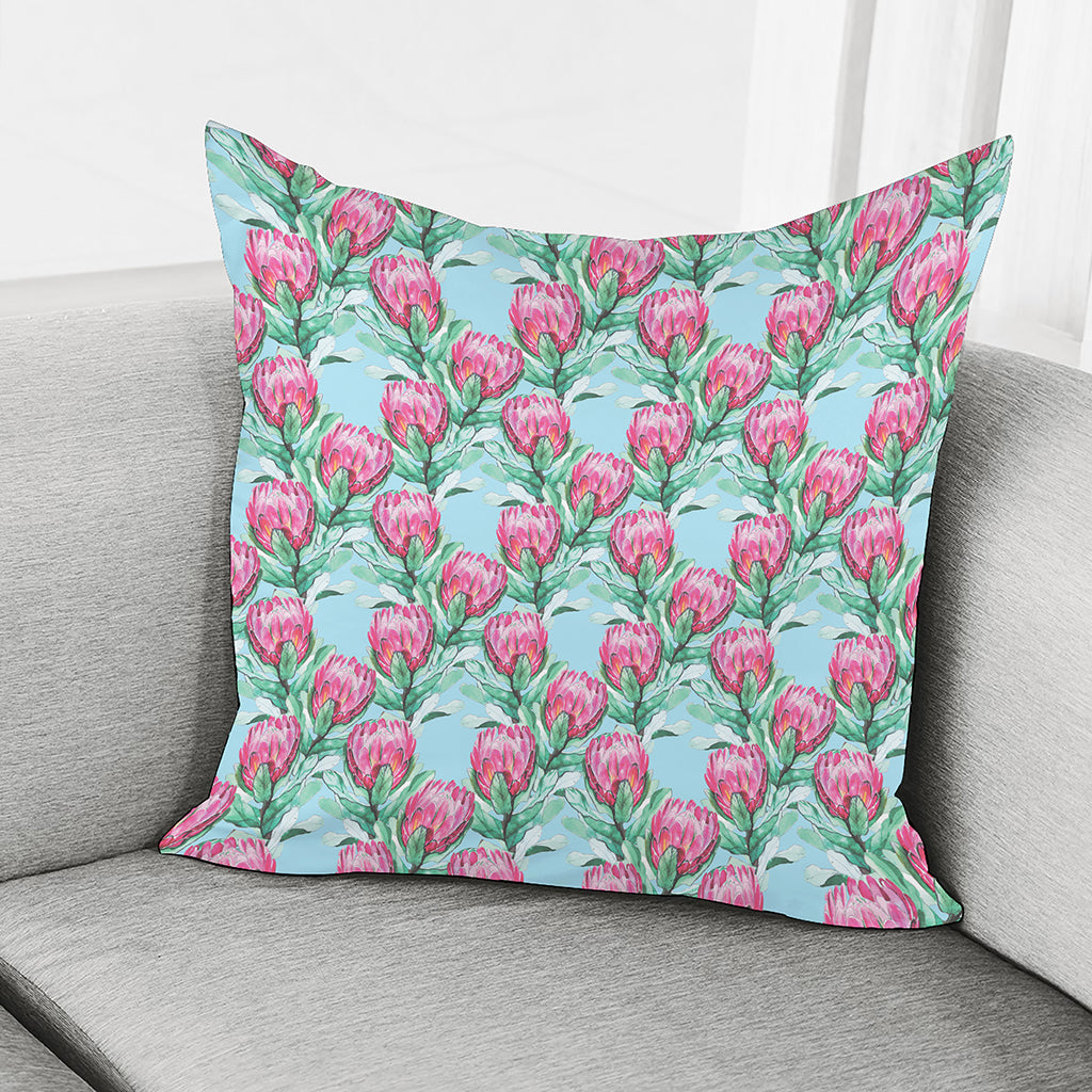 Pink Protea Pattern Print Pillow Cover