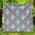 Pink Protea Pattern Print Quilt