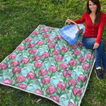 Pink Protea Pattern Print Quilt