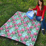 Pink Protea Pattern Print Quilt