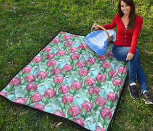 Pink Protea Pattern Print Quilt