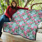 Pink Protea Pattern Print Quilt