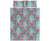 Pink Protea Pattern Print Quilt Bed Set