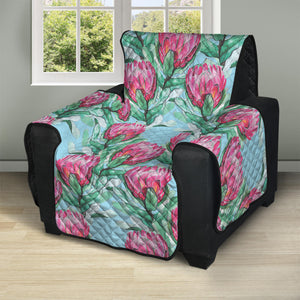 Pink Protea Pattern Print Recliner Protector