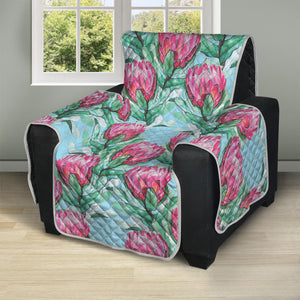 Pink Protea Pattern Print Recliner Protector