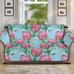 Pink Protea Pattern Print Sofa Protector