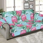 Pink Protea Pattern Print Sofa Protector