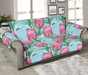 Pink Protea Pattern Print Sofa Protector