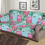 Pink Protea Pattern Print Sofa Protector