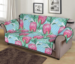 Pink Protea Pattern Print Sofa Protector