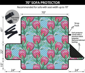 Pink Protea Pattern Print Sofa Protector