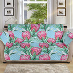 Pink Protea Pattern Print Sofa Protector