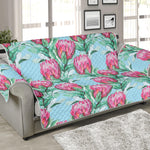 Pink Protea Pattern Print Sofa Protector