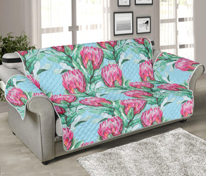 Pink Protea Pattern Print Sofa Protector