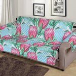 Pink Protea Pattern Print Sofa Protector