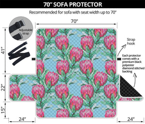 Pink Protea Pattern Print Sofa Protector