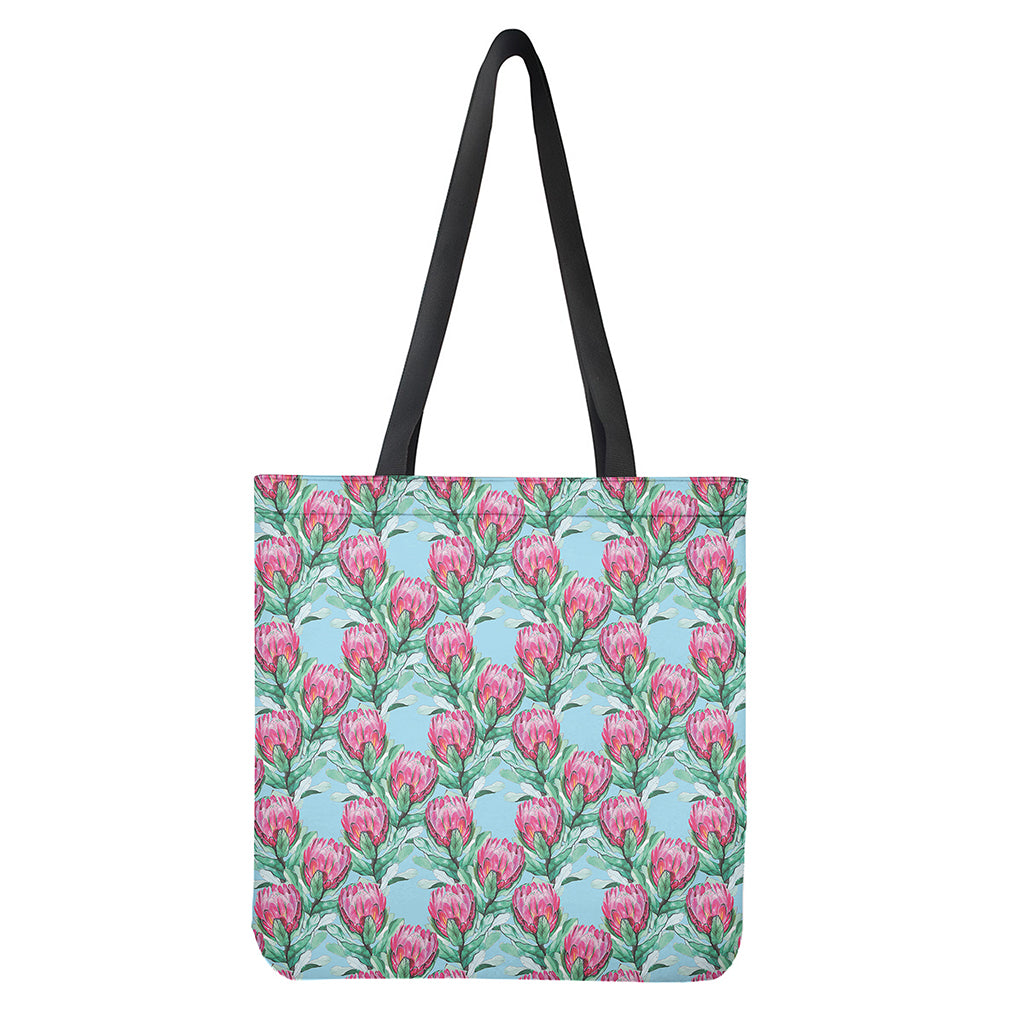 Pink Protea Pattern Print Tote Bag