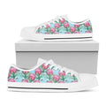 Pink Protea Pattern Print White Low Top Sneakers