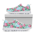 Pink Protea Pattern Print White Running Shoes