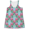 Pink Protea Pattern Print Women's Racerback Tank Top