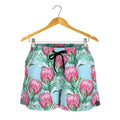 Pink Protea Pattern Print Women's Shorts