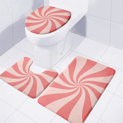 Pink Psychedelic Swirl Print 3 Piece Bath Mat Set