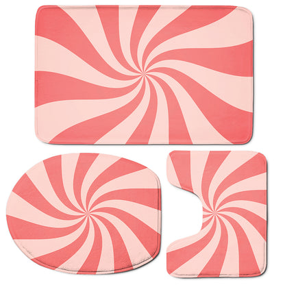 Pink Psychedelic Swirl Print 3 Piece Bath Mat Set