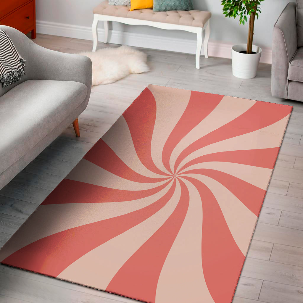 Pink Psychedelic Swirl Print Area Rug