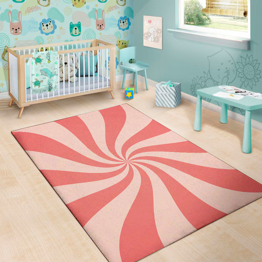 Pink Psychedelic Swirl Print Area Rug