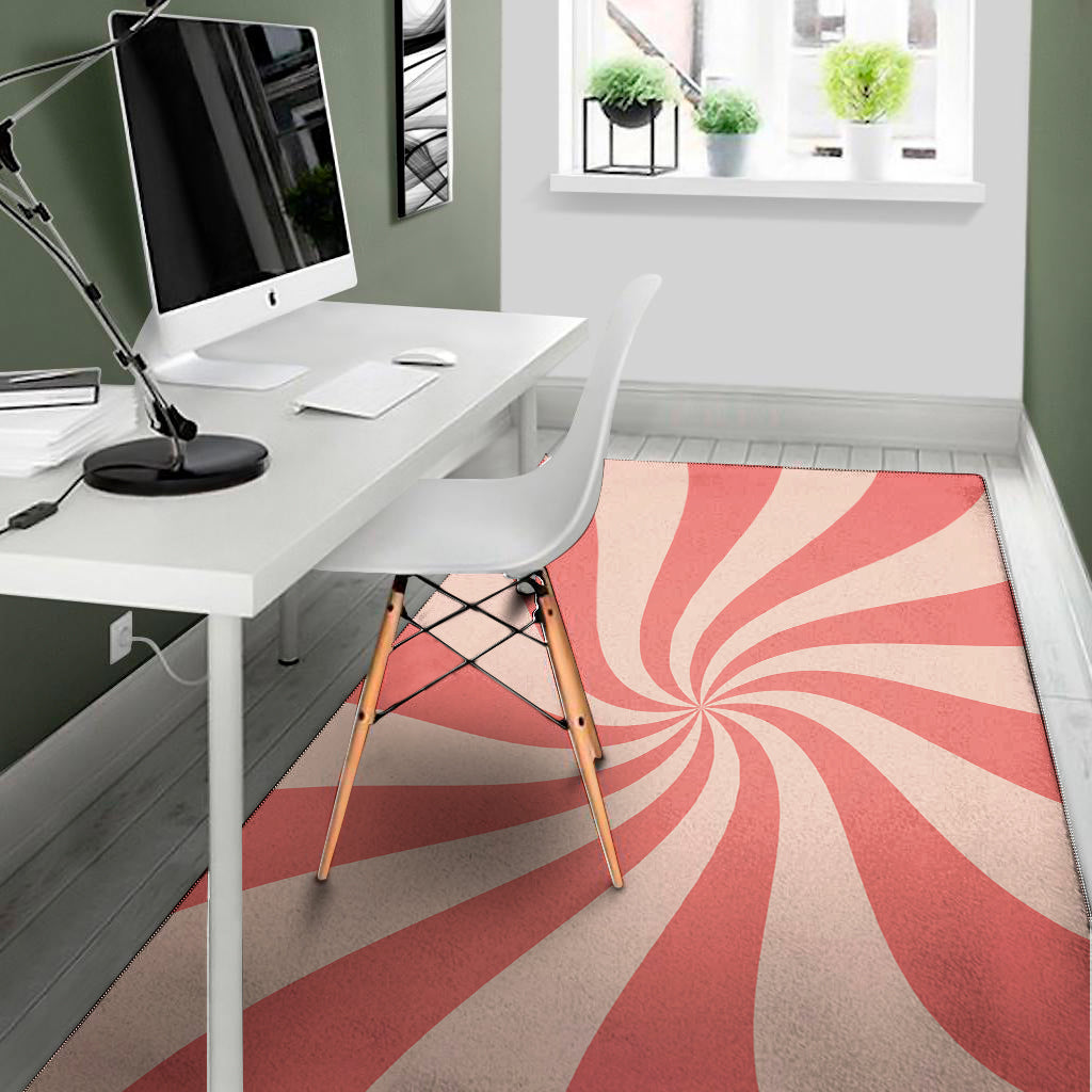 Pink Psychedelic Swirl Print Area Rug