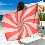 Pink Psychedelic Swirl Print Beach Sarong Wrap