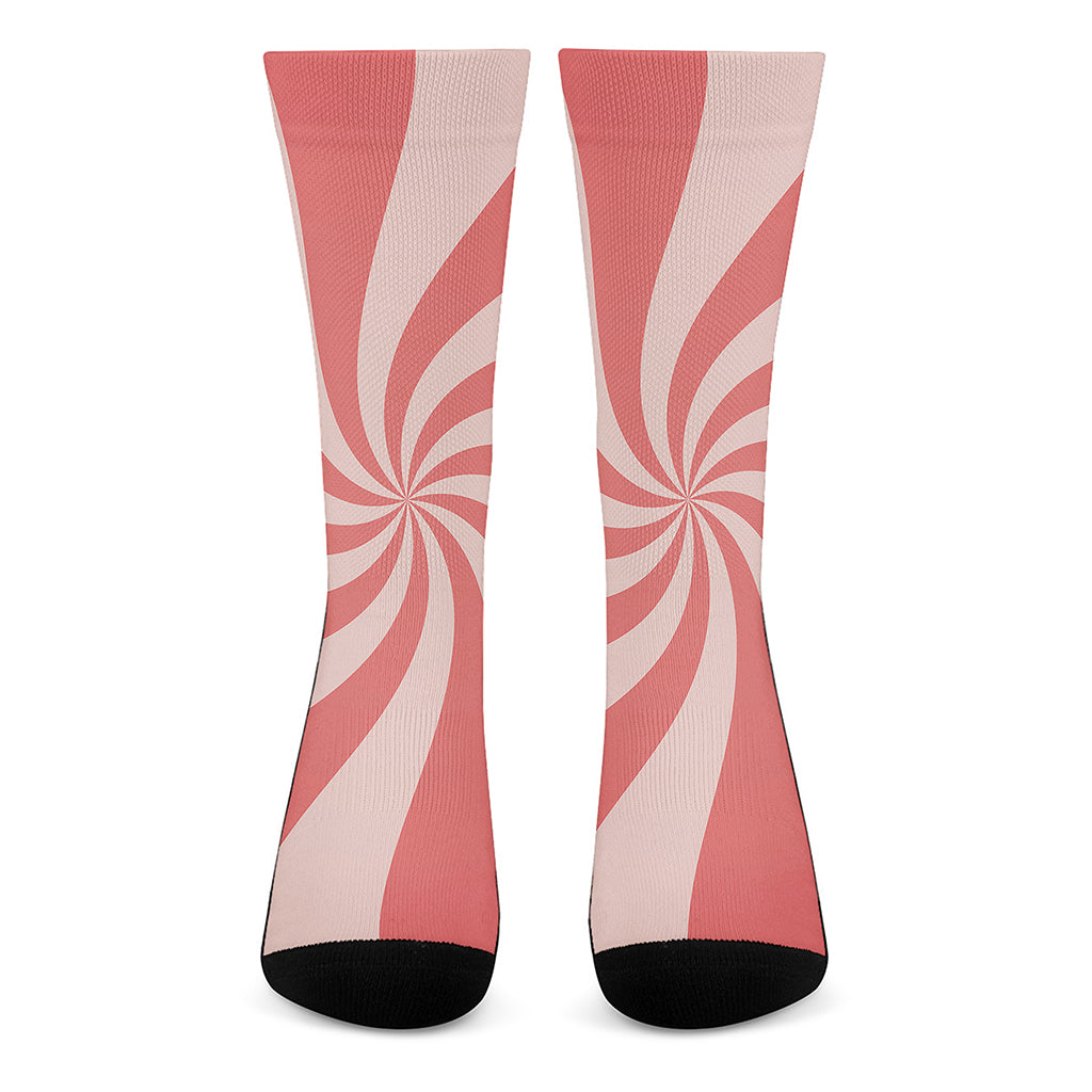 Pink Psychedelic Swirl Print Crew Socks