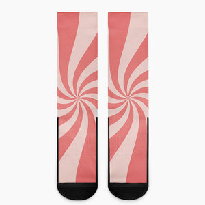 Pink Psychedelic Swirl Print Crew Socks