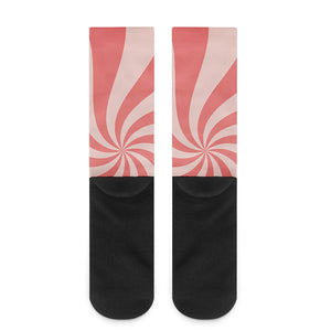 Pink Psychedelic Swirl Print Crew Socks